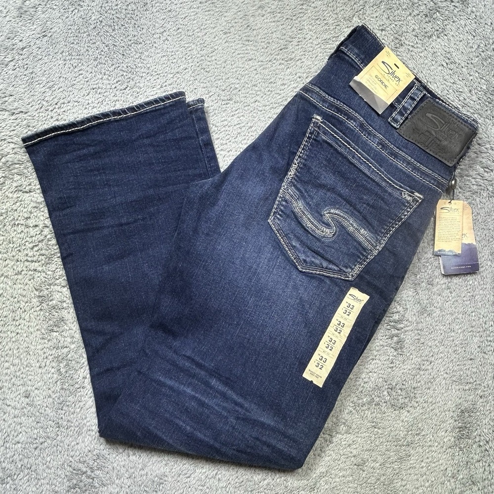 Silver Jeans Men's 33x32 Blue Gordie Loose Fit Straight Leg Stretch Denim NEW